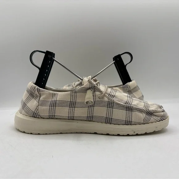 Hey Dude Wendy Plaid Beige Women’s Size 7 121410558 Casual Comfort Slip On Shoes - Picture 12 of 16